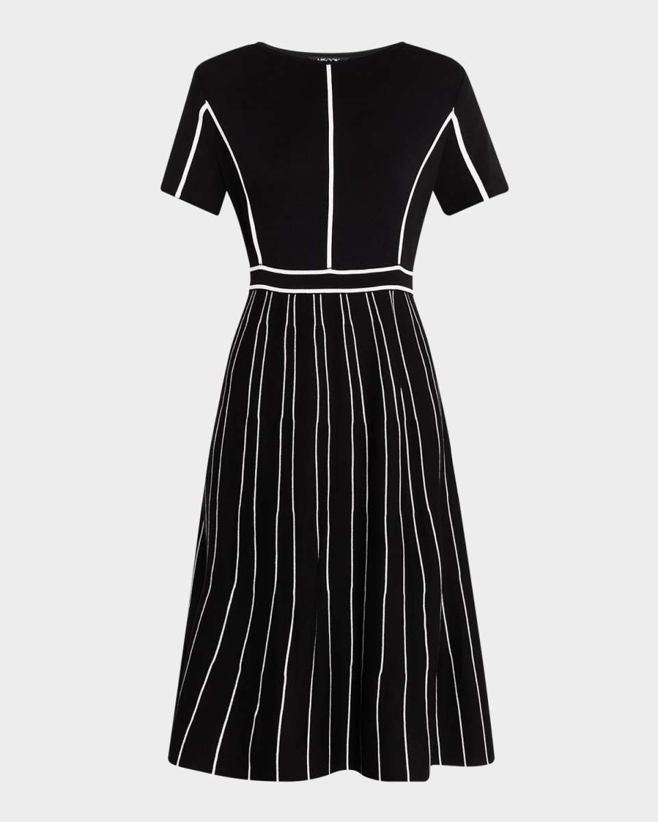 Contrast Stripe A-Line Soft Knit Dress - Modern Fit